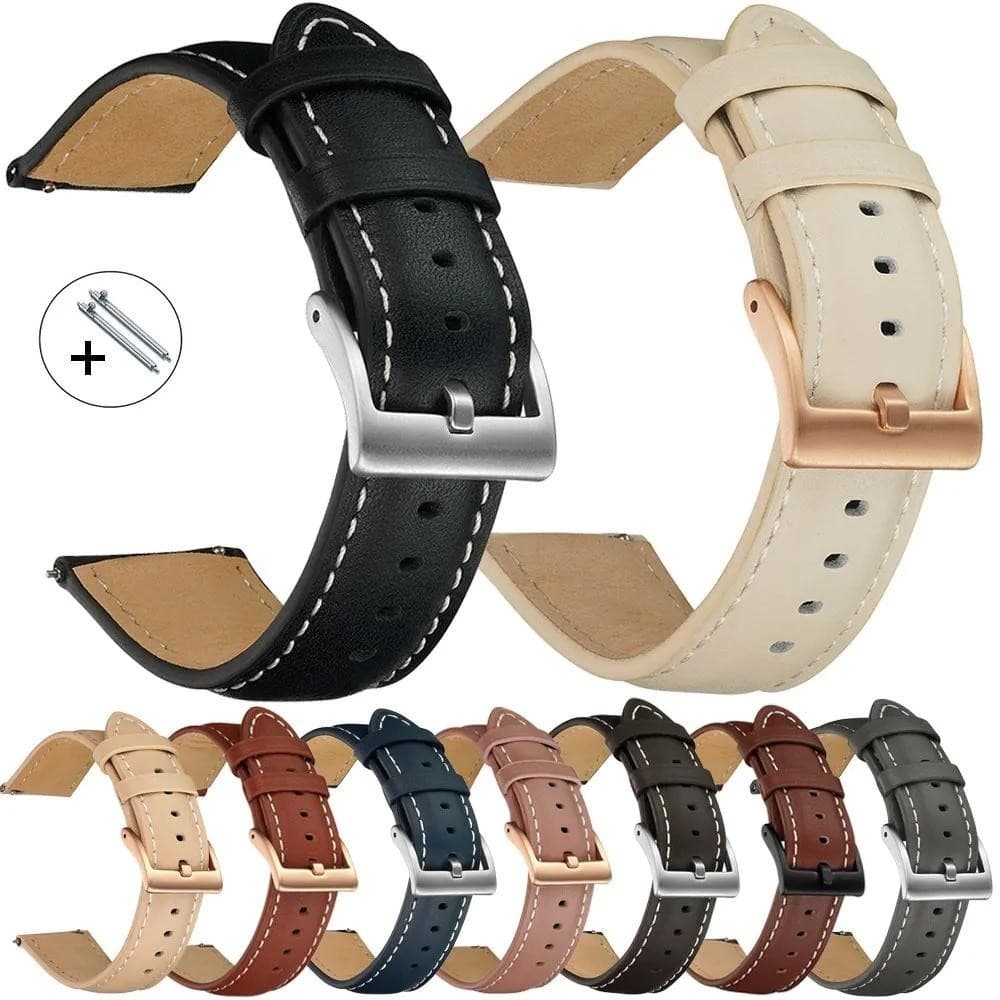 Pulseira De Relógio 14mm 16mm 18mm 20mm 22mm De Couro Genuíno Reposição Universal