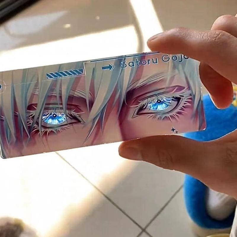 Novo Anime Jujutsu Kaisen Gojo Satoru Blue Six Eyes Bookmarks Acrílico Figura Transparente Placa Modelo De Cartão De Desenho Animado Decoração Brinquedo Presente