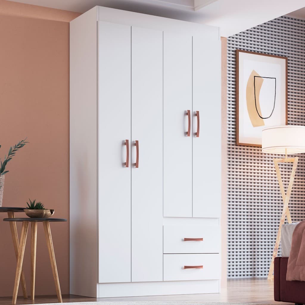 Guarda-Roupa Solteiro Rosario 4 Portas 2 Gavetas