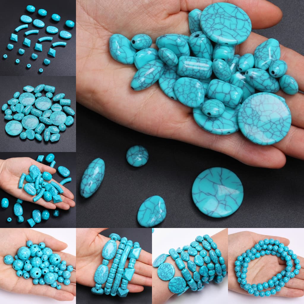 5-50Pcs 6-25mm Pulseira De Bricolagem Acessórios De Pedra Imitada Turquesa Para Jóias