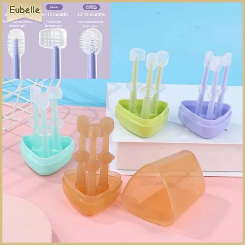 3 pcs/set Escova De Dentes De Silicone Macia Para Bebês Crianças Recém-Nascido Língua Limpeza Oral