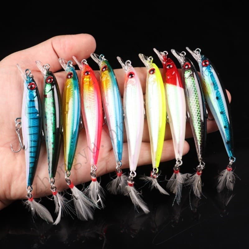 10 Cores 90mm 7.2g Wobbler Jig Crankbait Carpa Listrada Equipamento De Robalo Marinho