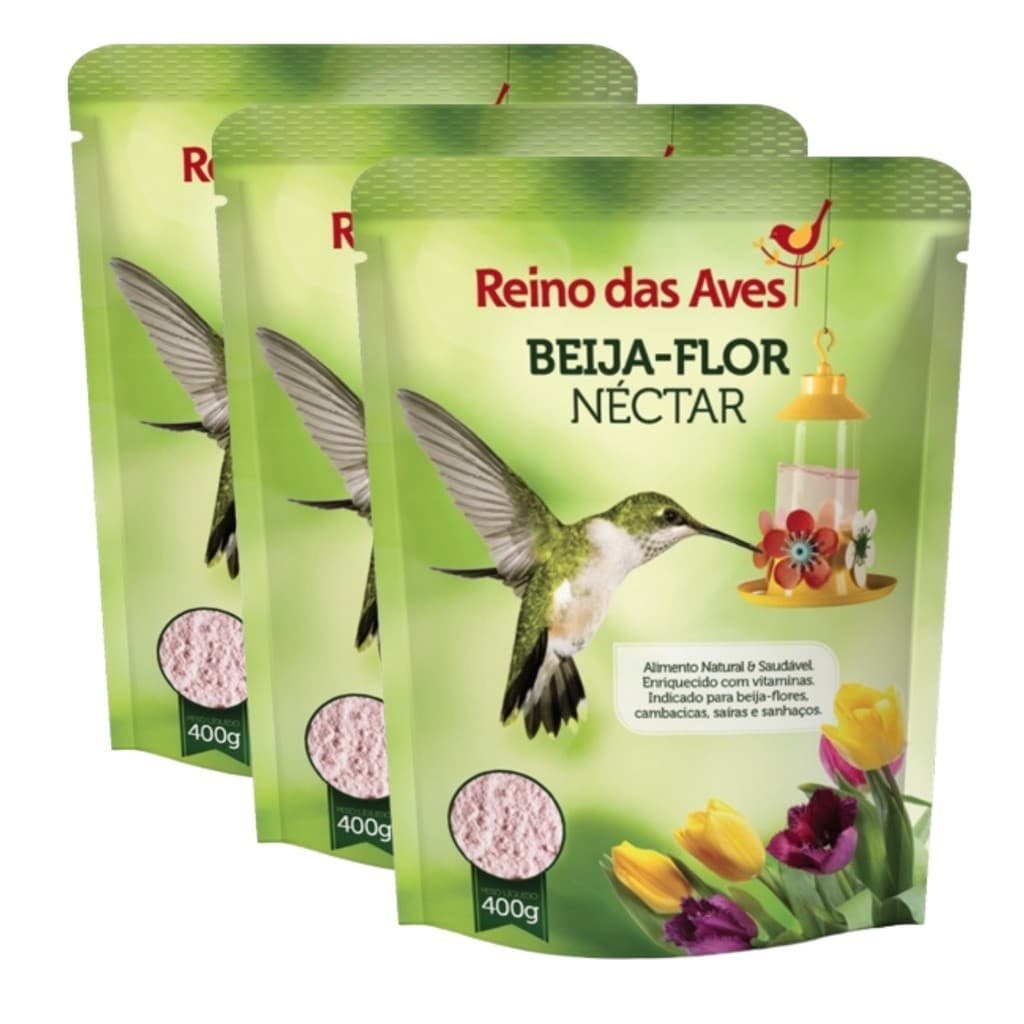 kit 3un Nectar Para Beija Flor Refil 400g - Reino das aves