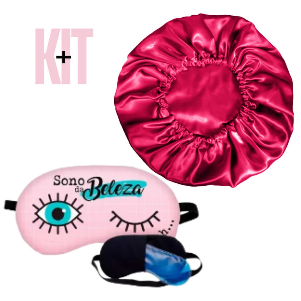KIT Máscara Tapa Olho Com Gel Térmico para Dormir + 1 Touca Cetim