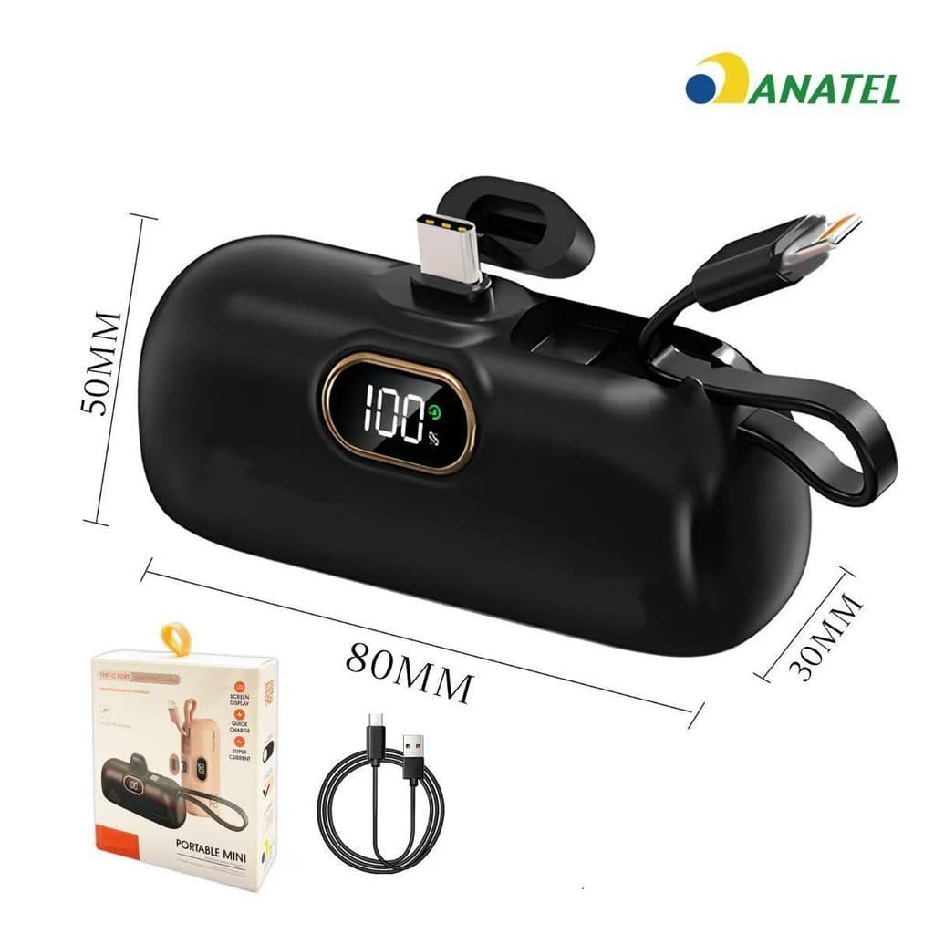 Mini Power Bank Cápsula Criativa Compatível iPhone/android 5000mah Peining Jorge