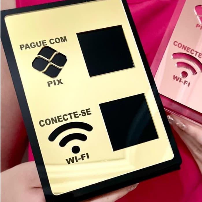 Placa Pix e Wifi Plaquinha Em Acrílico Mesa Balcão Loja Escritório Consultório