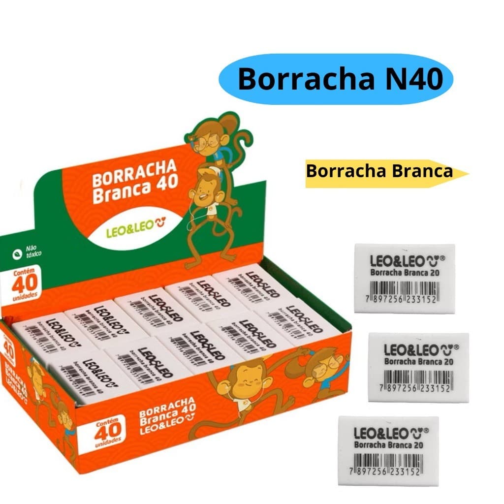 Borracha N°40 Branca Média Escolar - Leo&Leo
