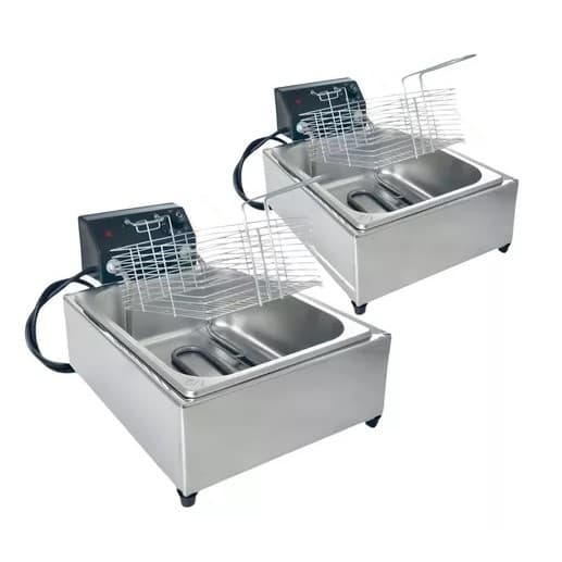Combo 2 Fritadeira Elétrica Profissional Inox Cuba 5l Óleo
