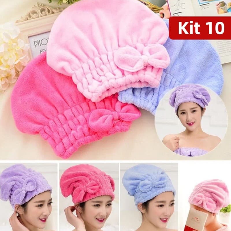 Kit 5/10/20 Touca para seca cabelo Mágica Touca de Banho Absorvente Toalha de Microfibra