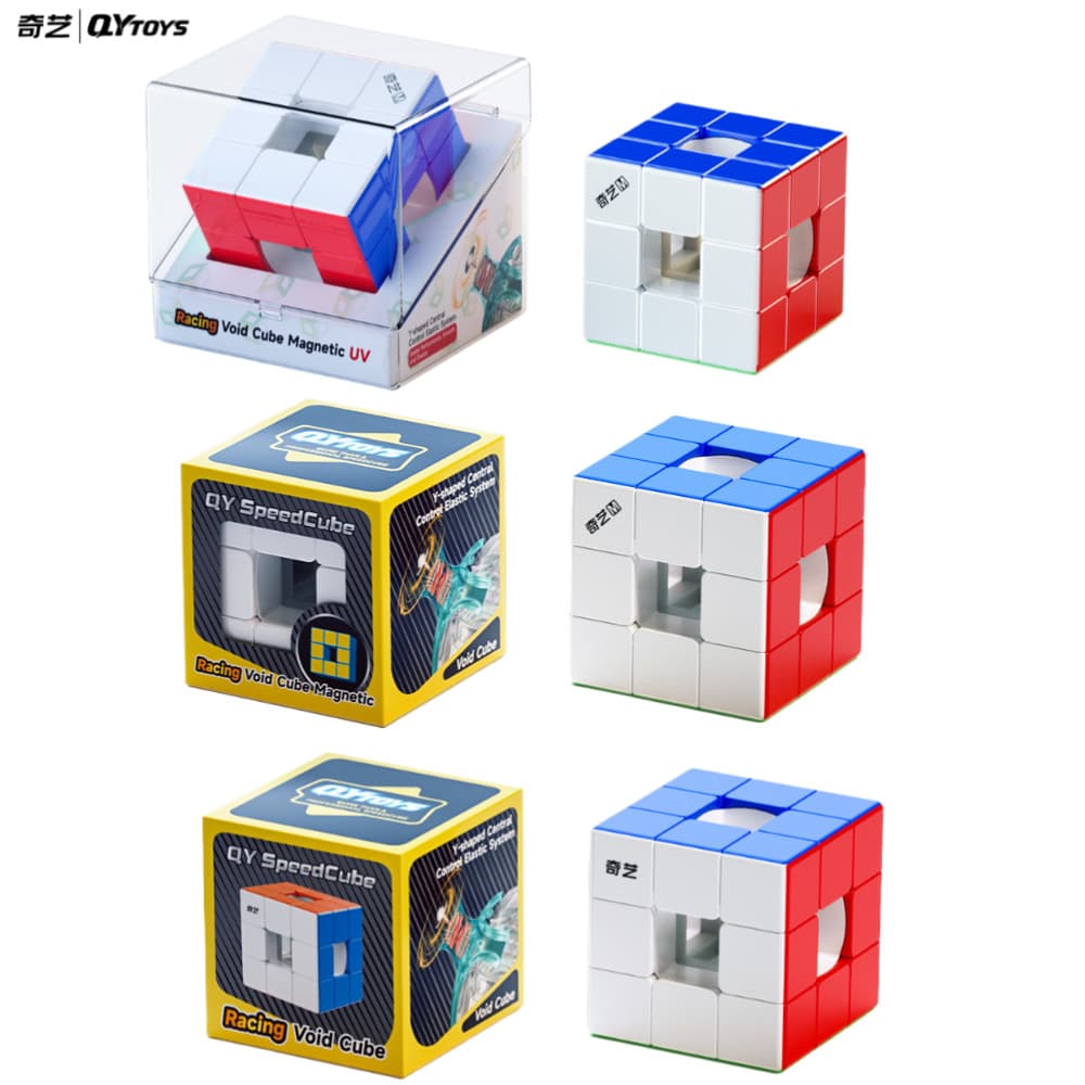 Cubo Magnético Qiyi Racing Void 3x3x3 Cubo de Velocidade com Revestimento UV Brinquedo de Quebra-Cabeça Cubo Mágico 3x3
