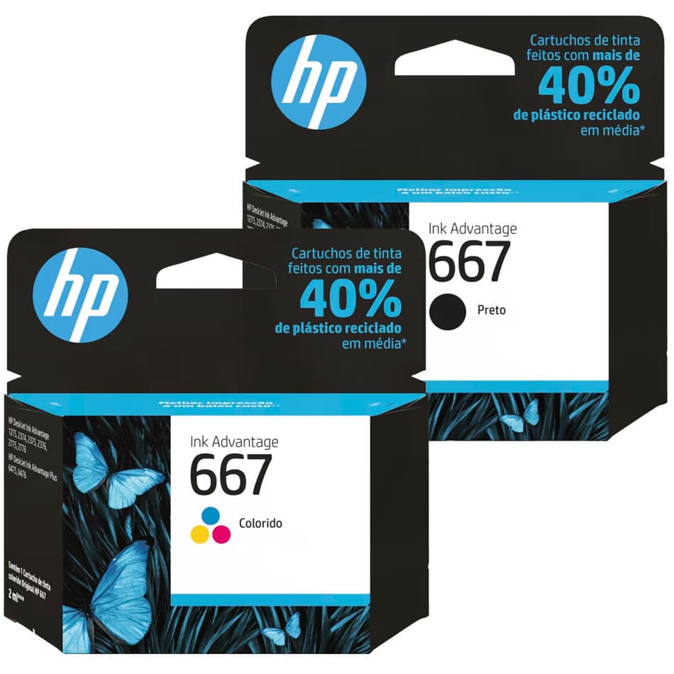 Cartuchos HP 667 Original Preto 3YM79AB + Color 3YM78AL 