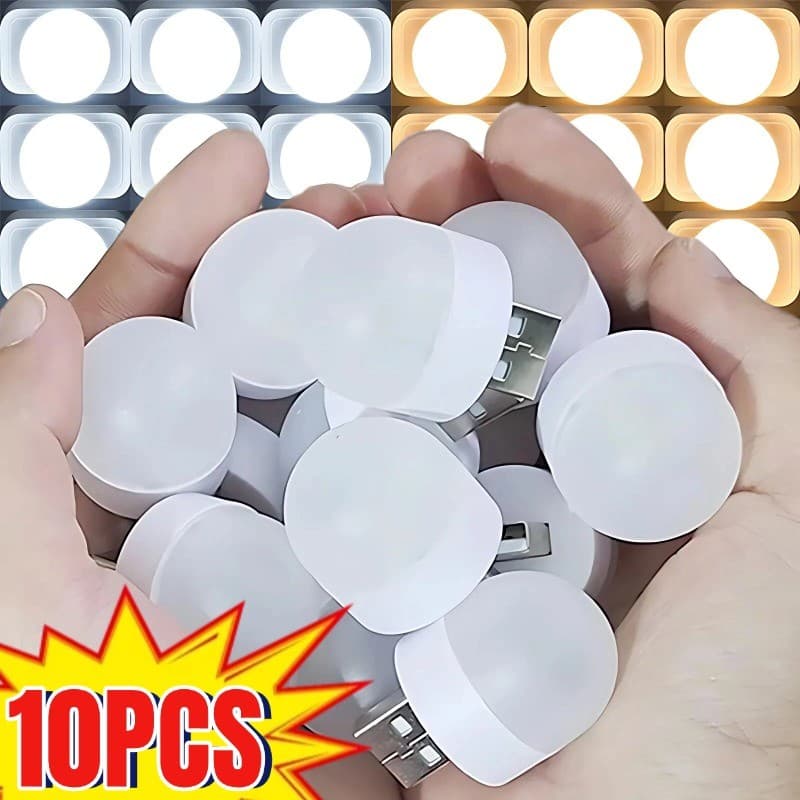 Portátil Mini Luzes Da Noite USB Plug Lâmpada De Carregamento Energia Móvel LED Livro Luz Redonda Leitura Lâmpadas Prote