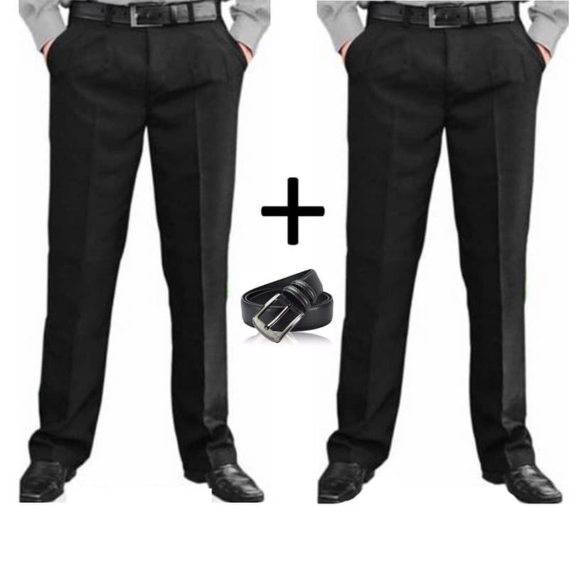 Kit 2 Calças Sociais c/ Cinto - Preto, Bege, Azul Marinho e Cinza
