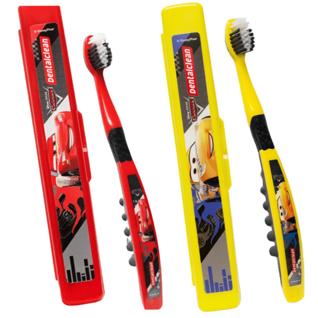 ESCOVA DE DENTE + ESTOJO CARROS ESCOLAR 3 ANOS - DENTALCLEAN