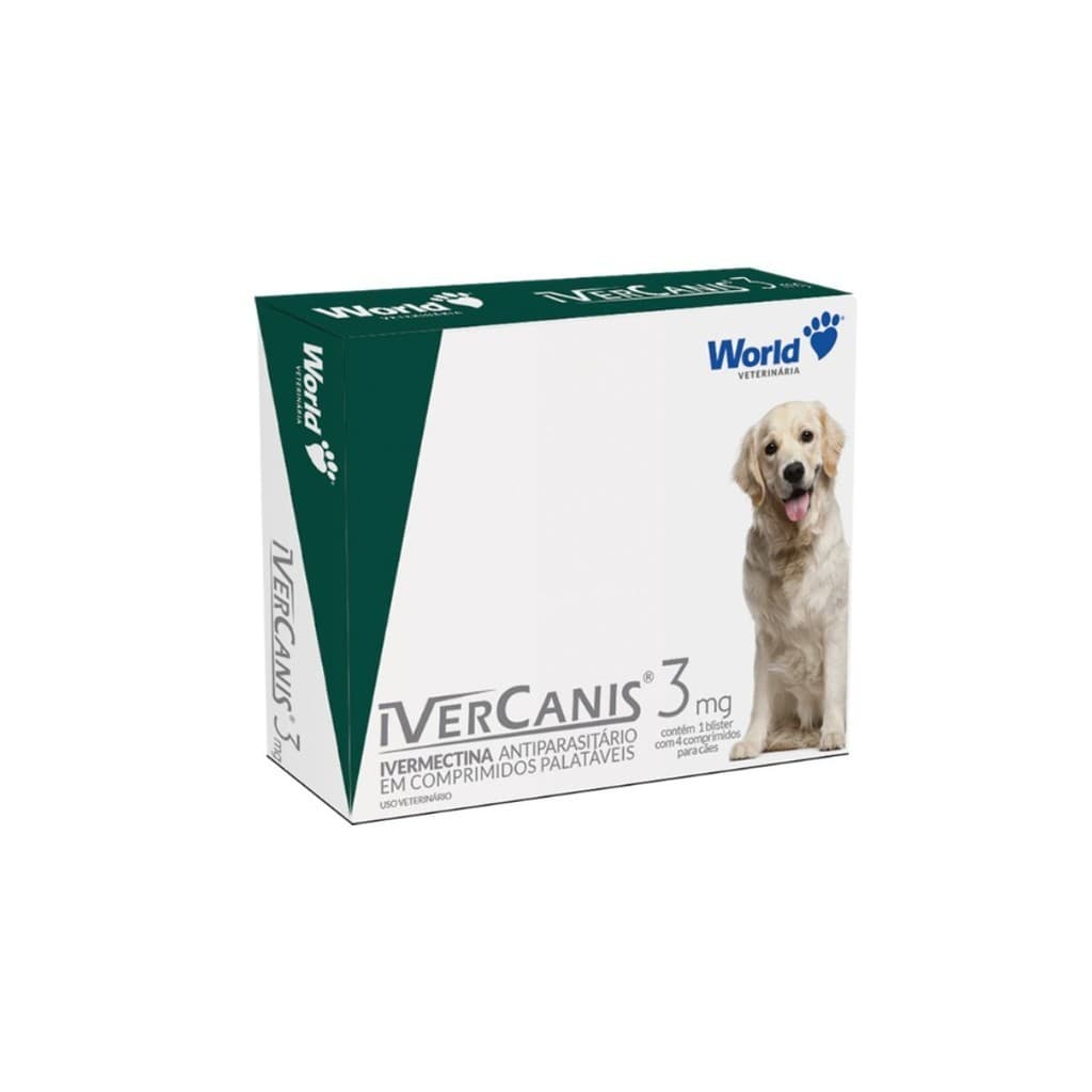 Ivernectina Ivercanis 3mg Cães 15kg 4 Comprimidos World
