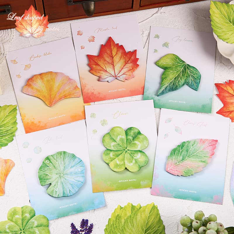 30 Folhas Simulação De Em Forma De Folha Notas Adesivas Escritório Escolar Portáteis Estilo Memo Pad