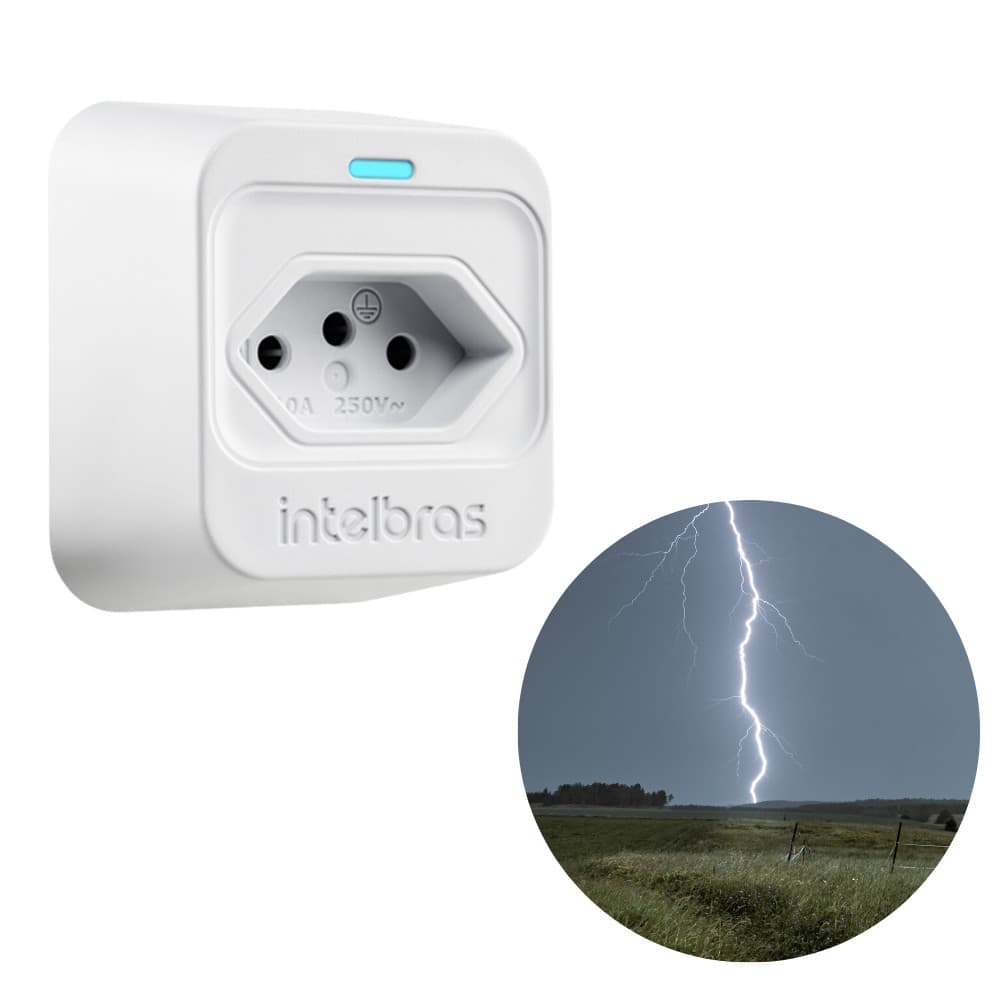 Anti Surto Elétrico Bivolt Intelbras 10 A EPS 301 Dispositivo de Proteção Branco Contra Sobrecarga Curto Circuito
