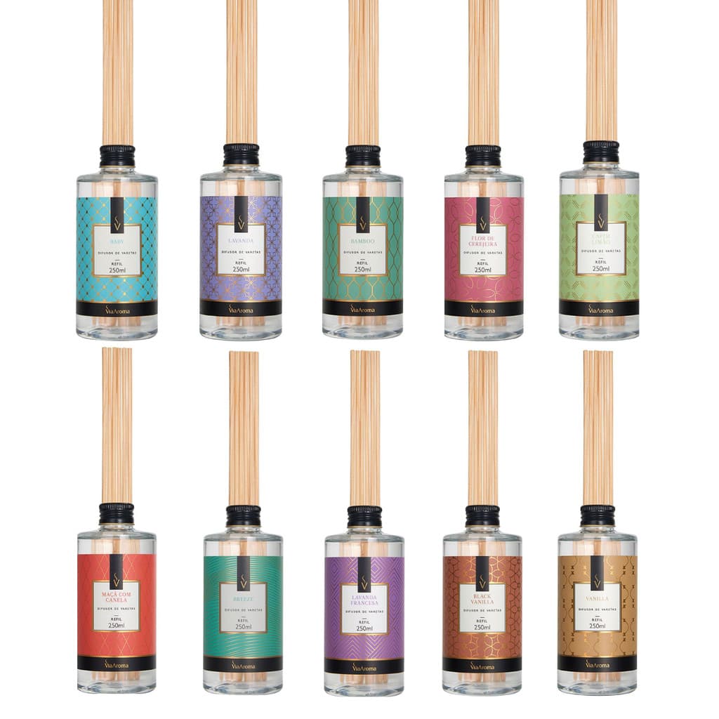 Refil Difusor De Varetas 250ml Via Aroma Mais Vendidos