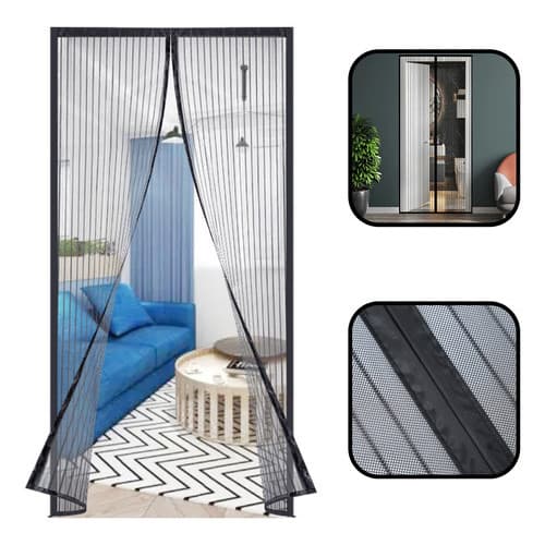 Tela Mosquiteira Magnética Porta 160x215cm Preto FortMesh
