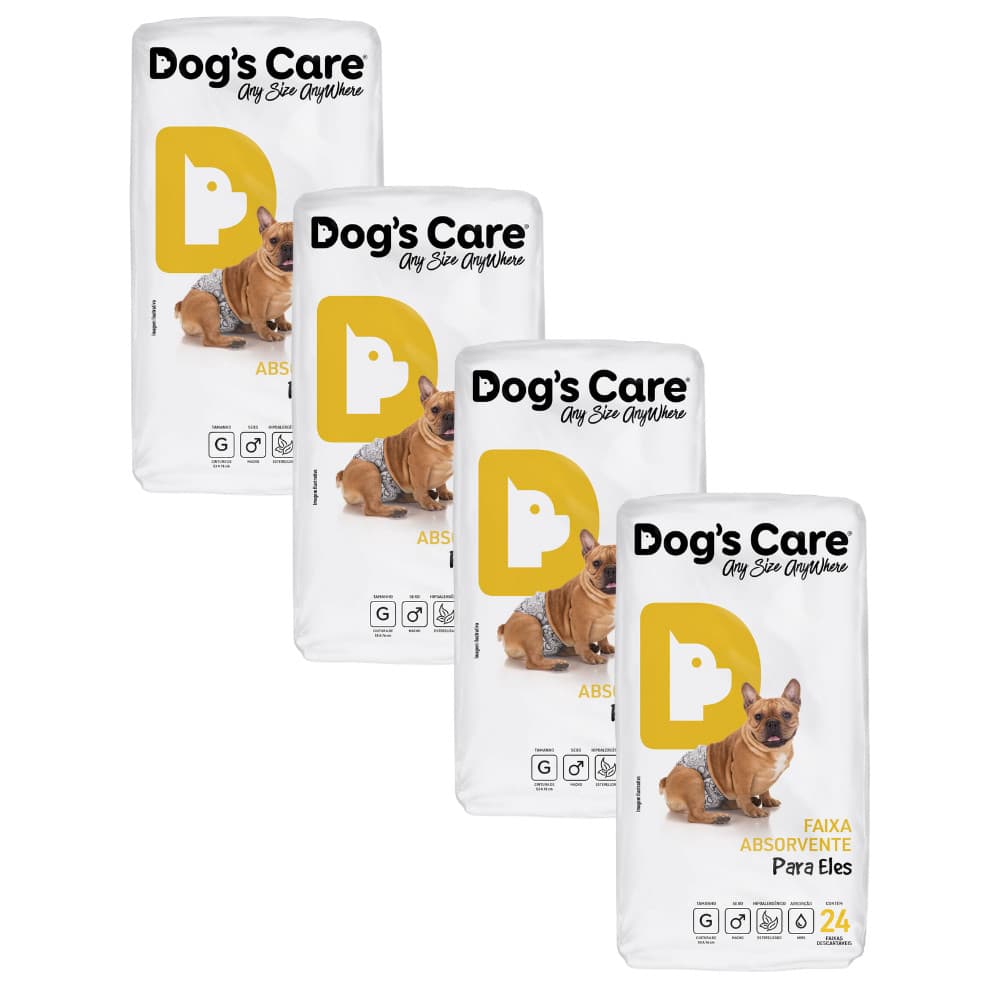 Kit Fralda Higiênica Pet p/ Cães Macho Dogs Care Tam G 96 Un