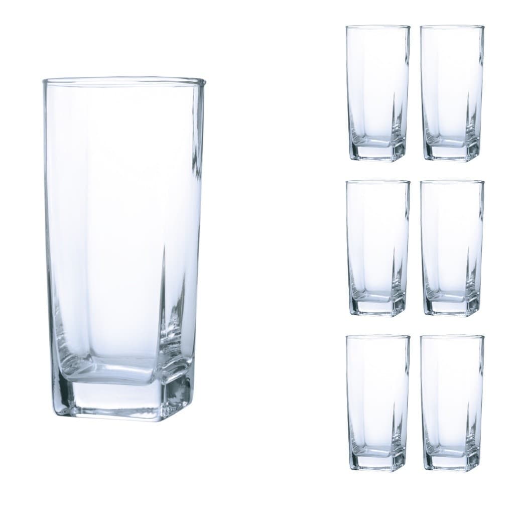 Kit com 6 Copos Luxo 320ml Texas Vidro Transparente Grosso