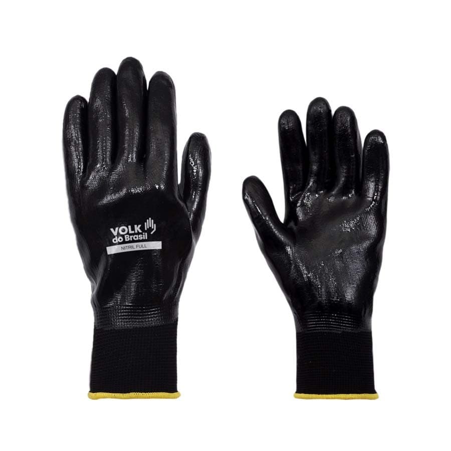 Luva Térmica Calor Churrasco Segurança Nitrilica Nitril full Borracha Preta Impermeável a Óleo