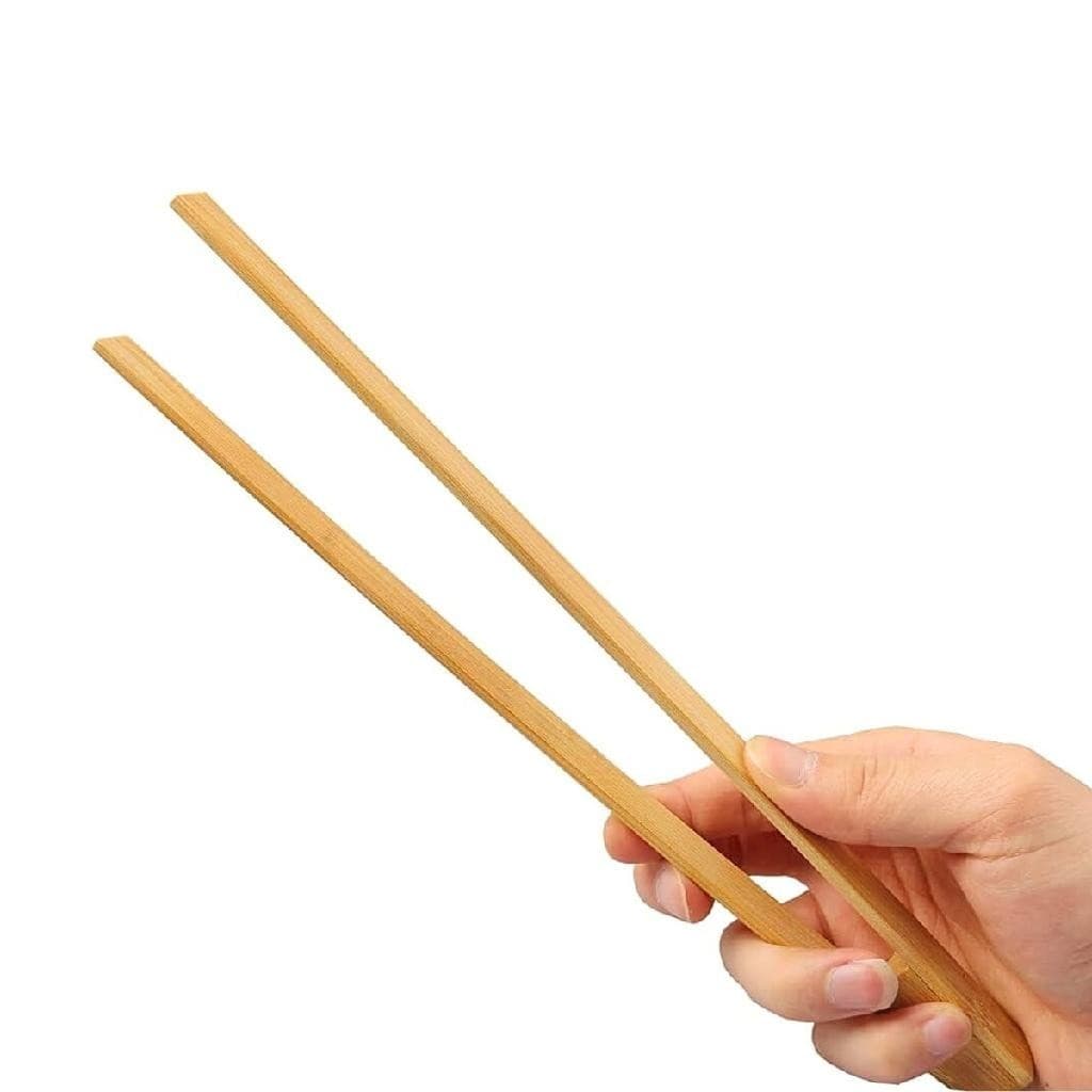 Pegador Bambu Pinça Culinário Fritura Saladas Multiuso 30cm