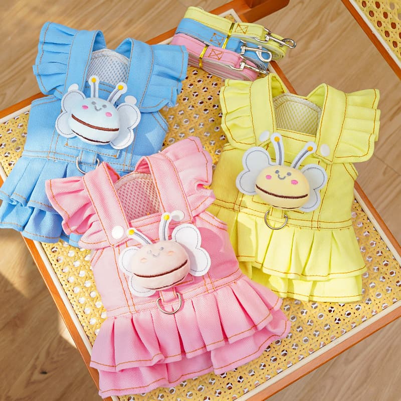 Vestido De Verão Para Cachorro Fofo Jeans Desenhável Animais De Estimação Gato