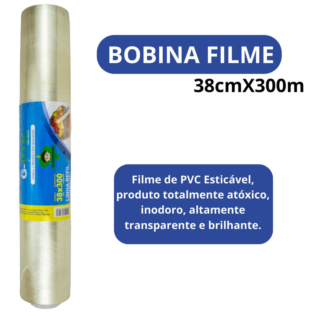 Rolo Bobina Papel Filme De Pvc Transparente 38x300 Metros