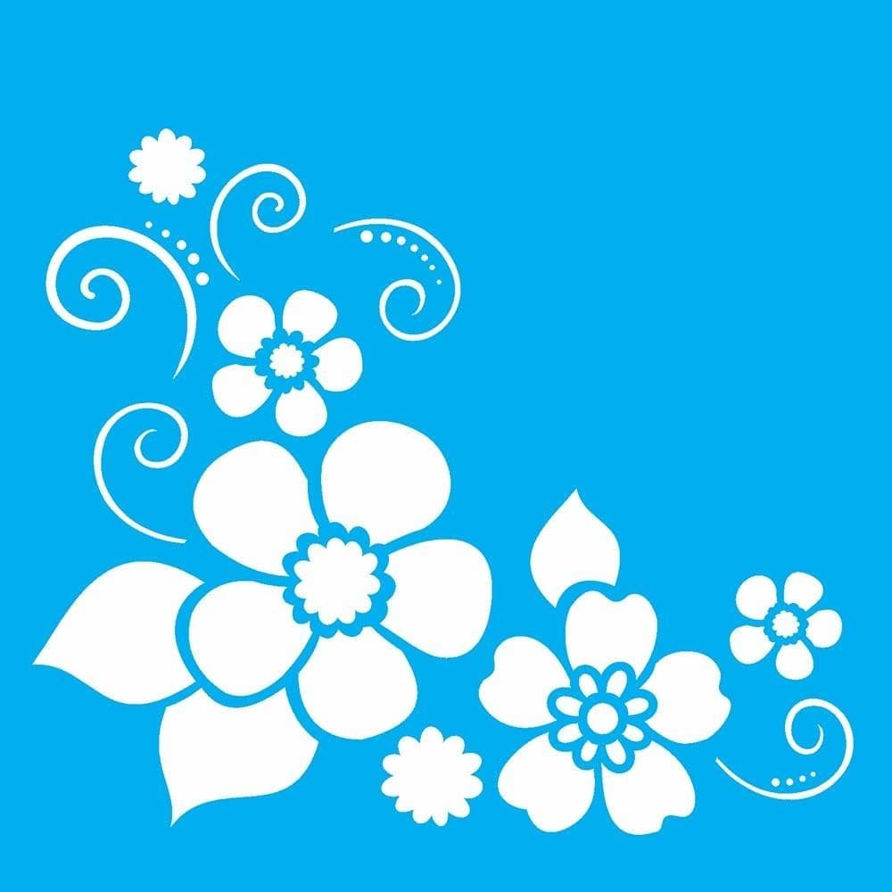 Stencil Opa 14 X 14 cm - Cantoneira Flores III - 1136