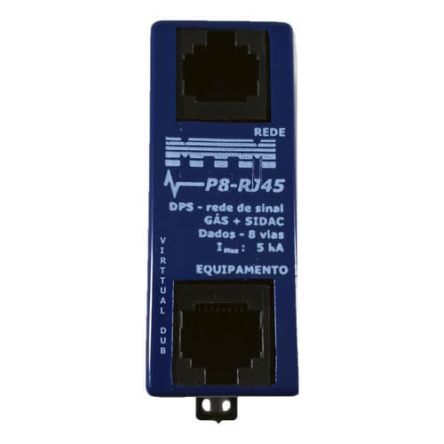 Protetor de Surto Raio DPS MTM P8-RJ45 Rede Ethernet 8 Vias