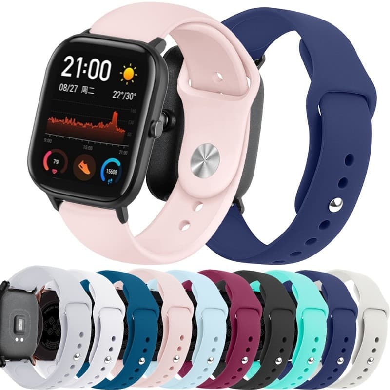 Pulseira 20 22mm Silicone Amazfit Gts 3/Bip S/Bip Lite/Gts/Gts 2/Gtr 42mm/2 Mini Smartwatch Relógio