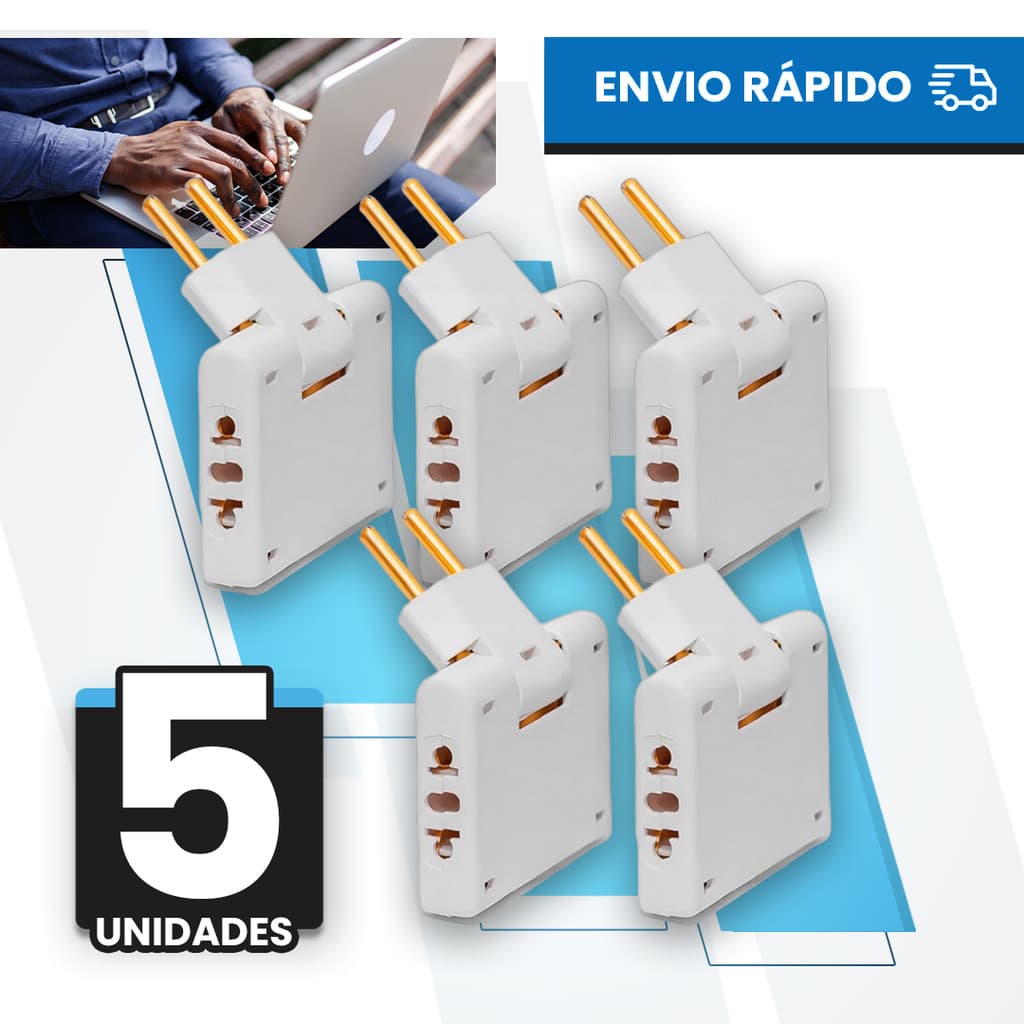 Adaptador Benjamin Articulado Deslocado 10A Resistente Bivolt 3 universal pino maçico 110v/220v