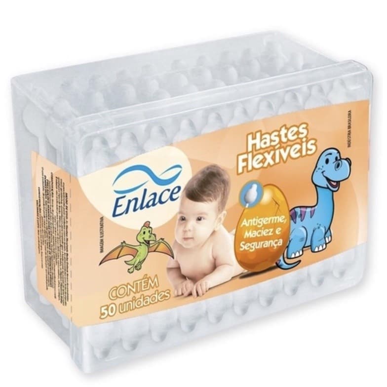 Cotonetes Hastes Flexíveis Enlace Para Bebês Com 50 Unidades