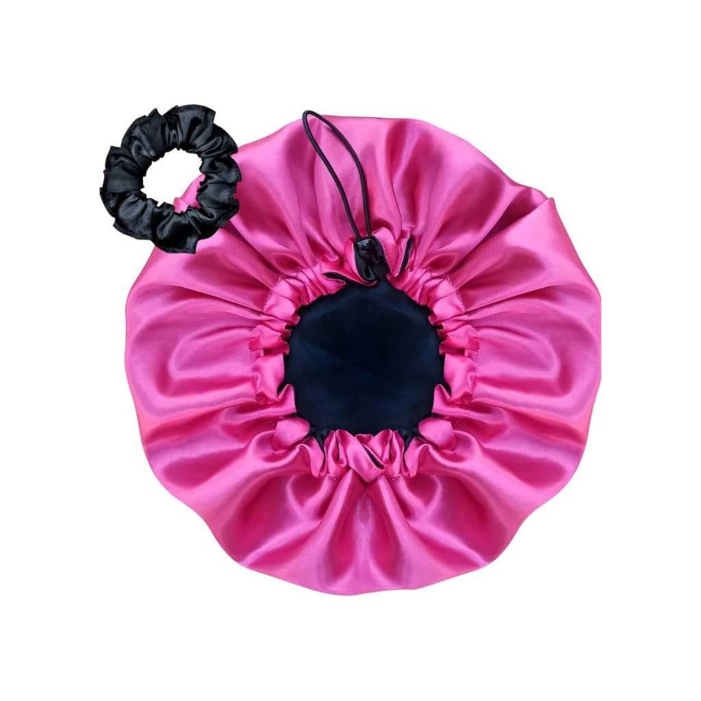 Kit Touca De Cetim Dupla Face Ajustável  + Xuxinha de Cetim