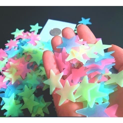 100/200/300/500 Pçs Adesivo de Estrela Colorida que Brilha No Escuro  / Adesivo Plástico Luminoso para Decoração de Casa