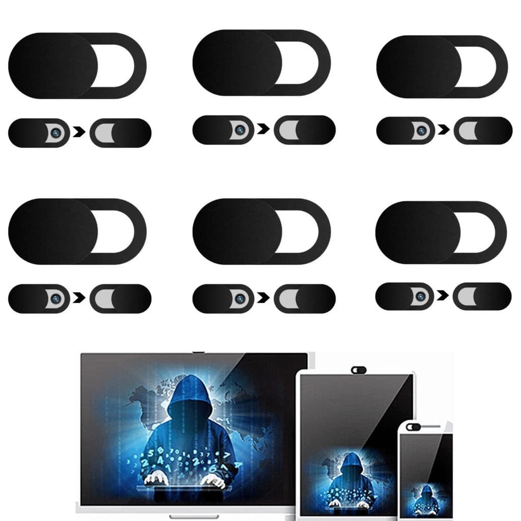 Kit 6 Unidades Protetor Tampa Câmera Webcam Anti-espião Notbook Celular Tablet Preto