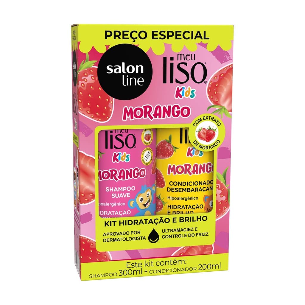 Kit Shampoo e Condicionador Morango Meu Liso Kids