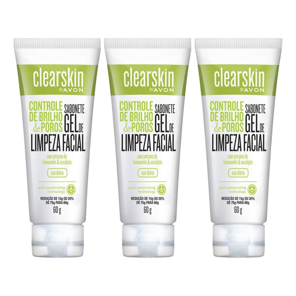 KIT 03 Sabonete Facial Gel De Limpeza Clearskin 60g Avon BARATO