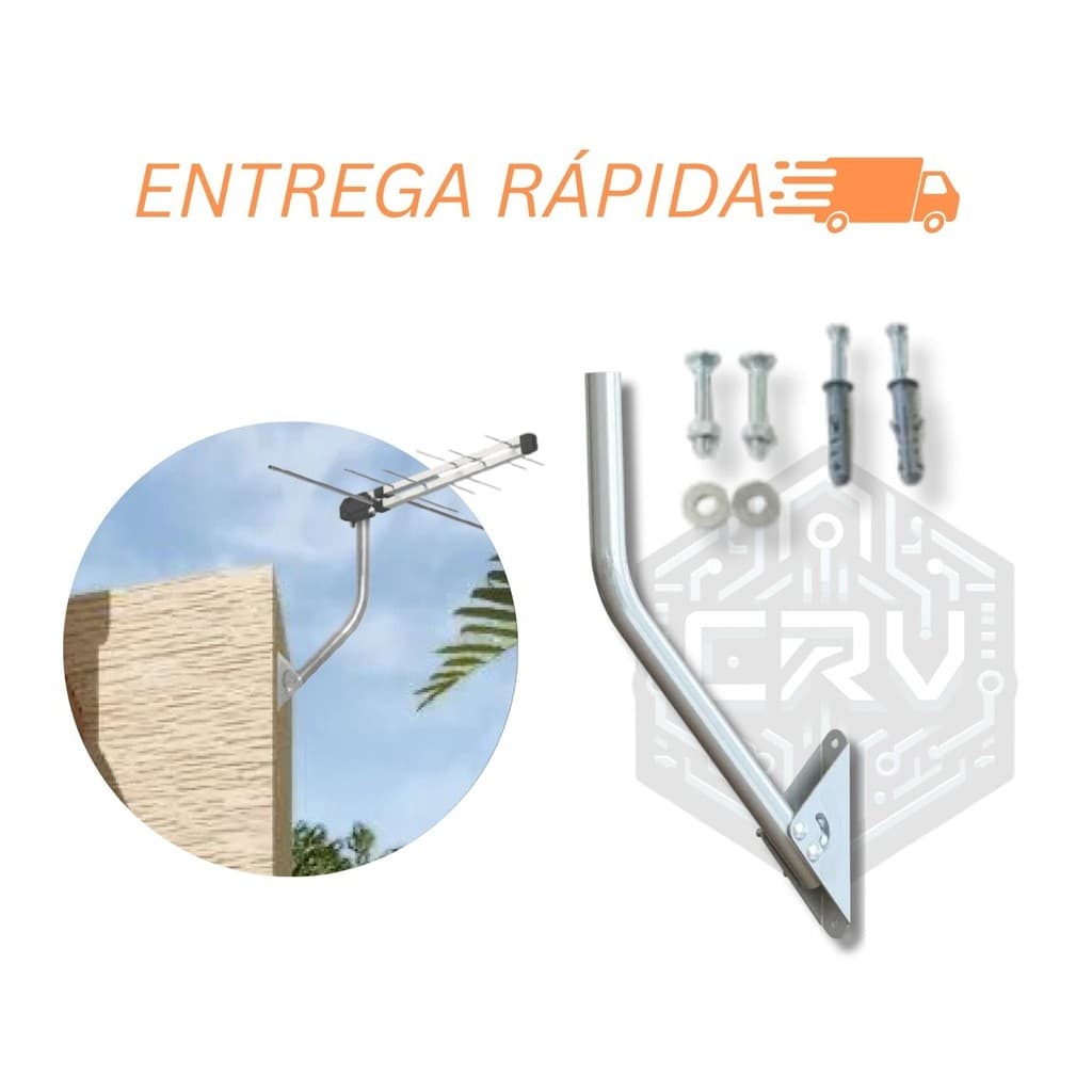 Suporte de Antena Digital Articulada Mastro Parafusos e Buchas Fácil Instalação