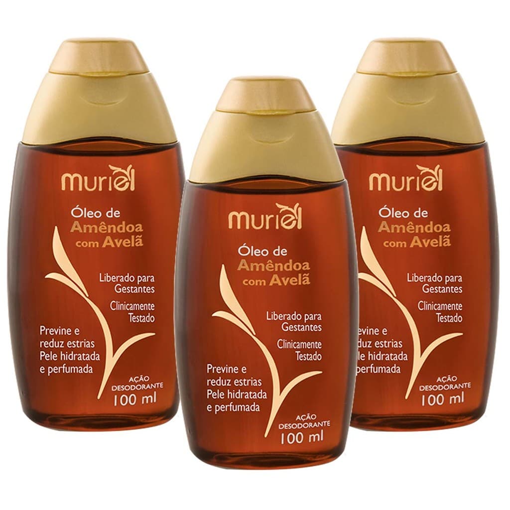 Kit 3 und Óleo Corporal Muriel Amêndoa com Avelã 100ml