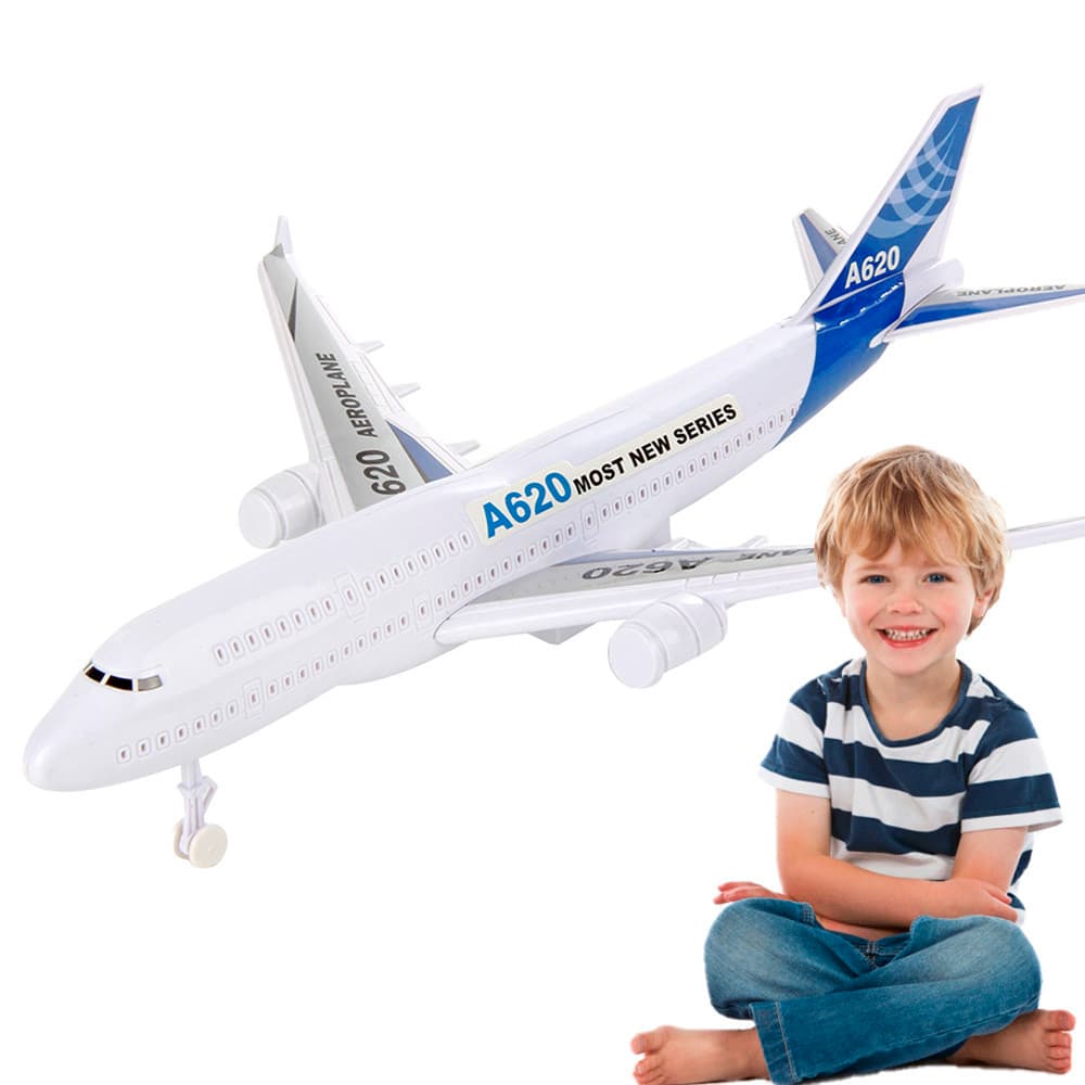 Avião Brinquedo Grande Fricção Acende Luzes E Som Aviãozinho