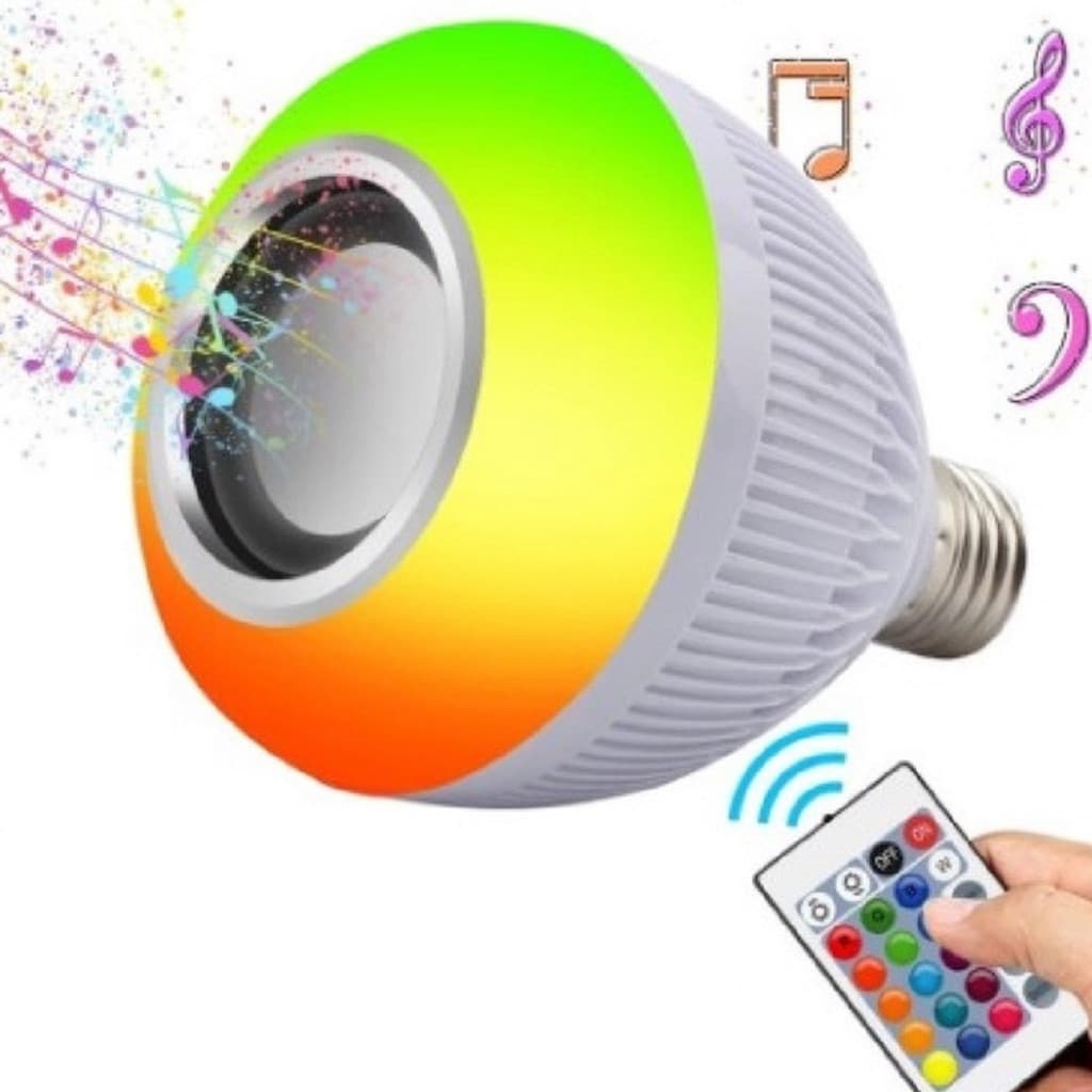 Lampada Bluetooth Com Led Rgb Musica 12w + Controle Remoto