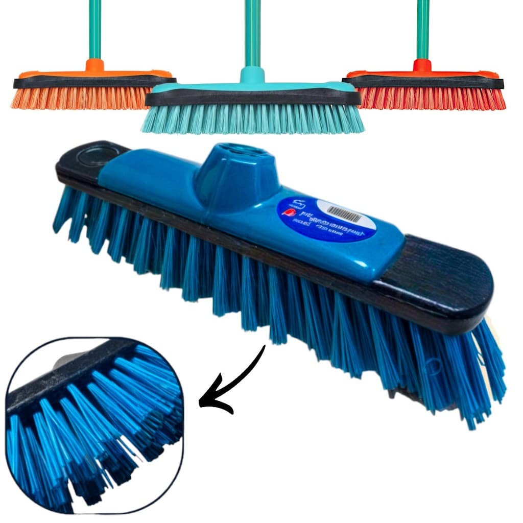 Vassoura Escovão Limpeza Pesada Nylon Cerdas Duras sem Cabo