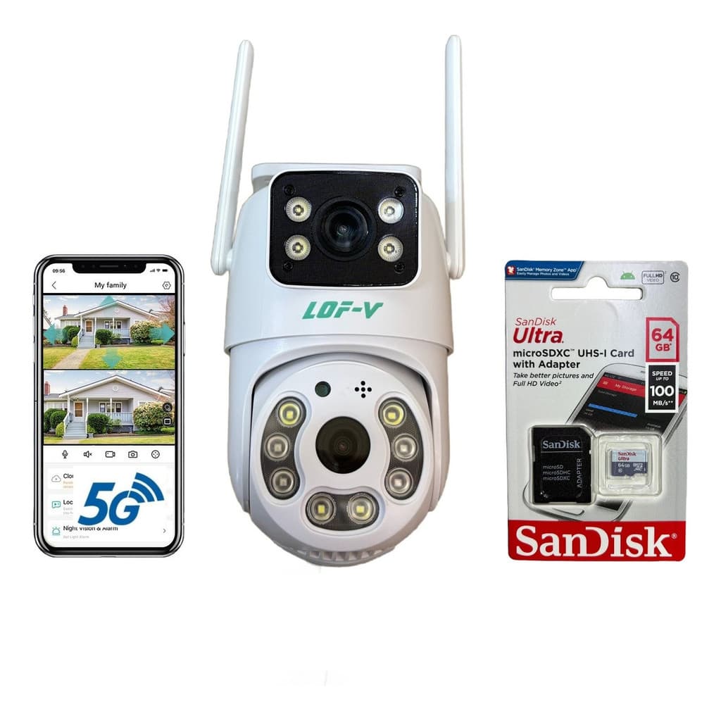 Kit Câmera 5g Lente Dupla Externa + Cartão De Memória 64gb