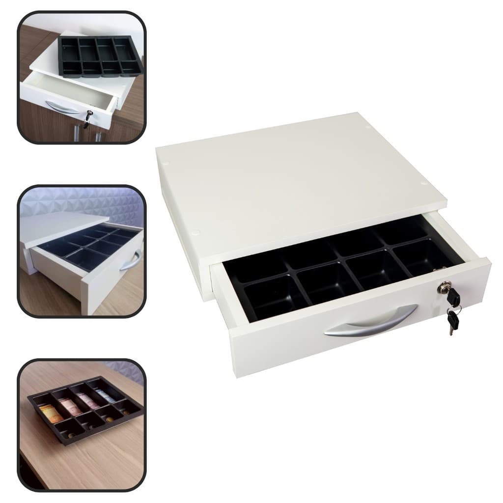 Gaveta Caixa Registradora Manual Com Separador De Cédulas E Moeda Branco