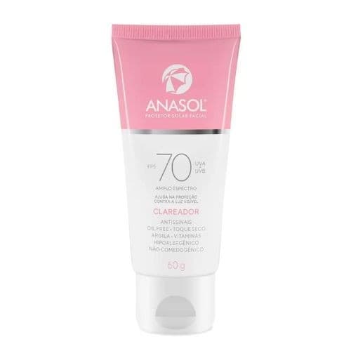 Anasol Protetor Facial Fps 70 Clareador  60 gr Toque Seco com 1 unidade Vegano