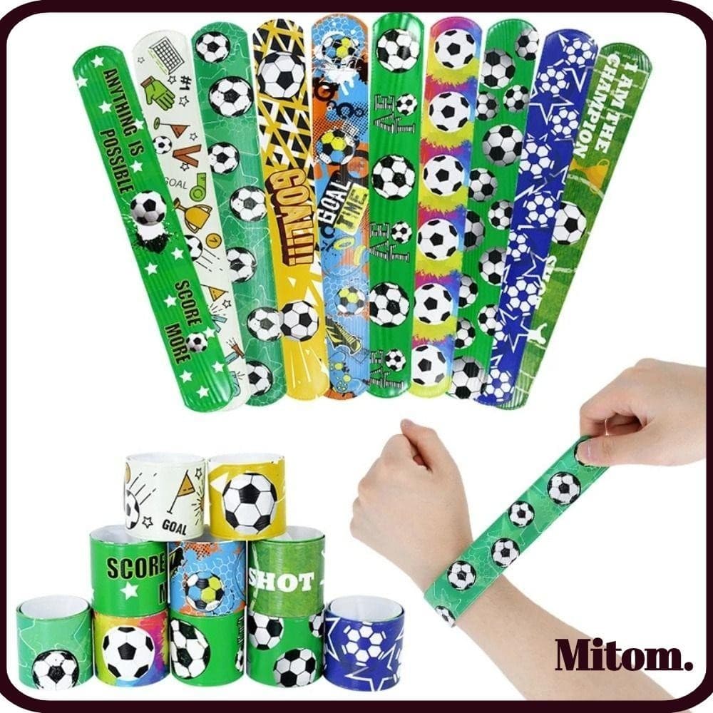 MITOM 12Pcs Pulseiras De Bofetadas , Futebol Com Padrão De Brinquedos Infantis Suprimentos Para Festas