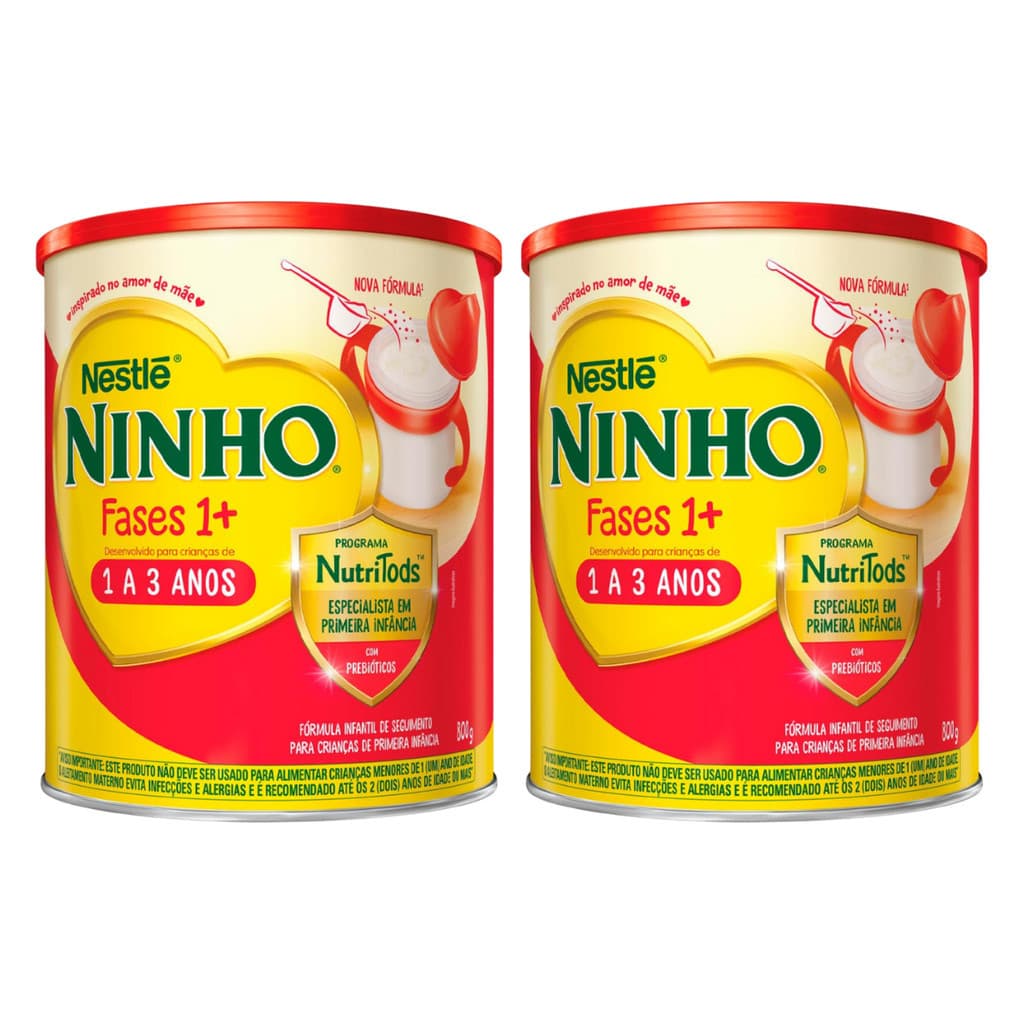 Kit 2 Fórmula Leite Ninho Fases 1+ 1 A 3 Anos 800g - Nestlé