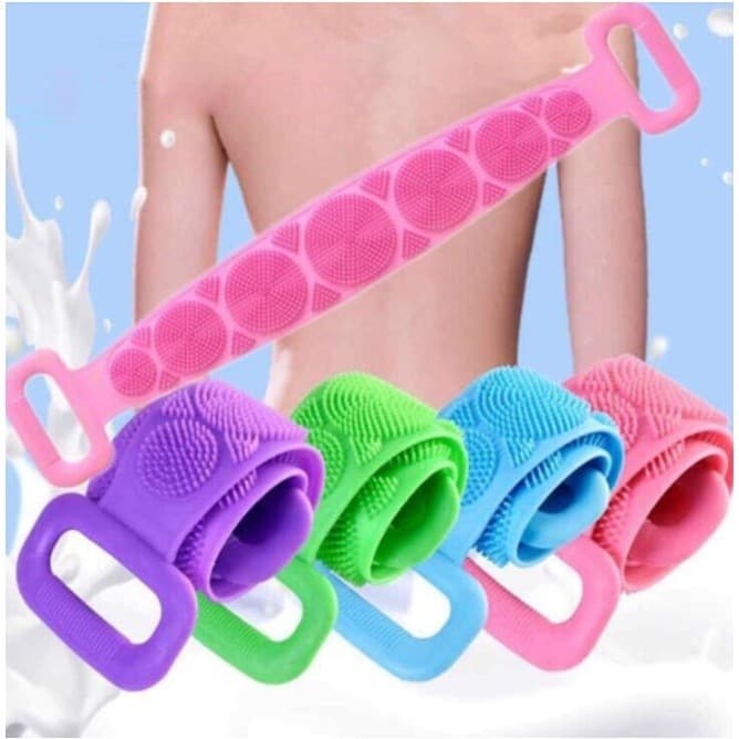 kit 2 Esponja Silicone Banda Massageadora Escova Banho Lava Costas Bucha Esfoliação Corpo Todo